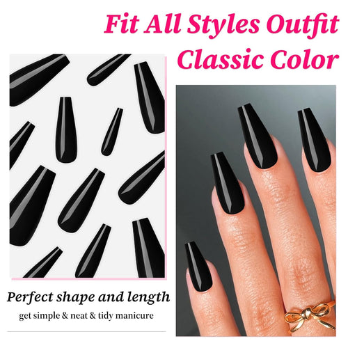 Black Coffin Press-On Nails - 120 Piece Kit