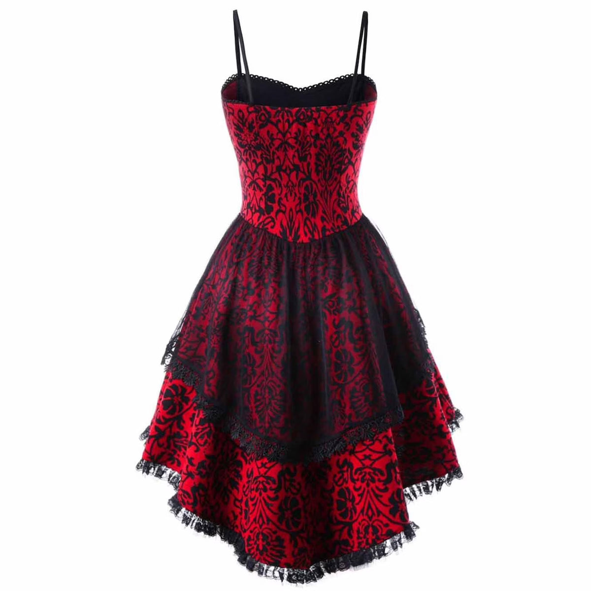 Gothic Corset Dress - Sleeveless Lace Trim, Black