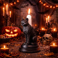 Gothic Black Cat Candle Holder - Resin Statue