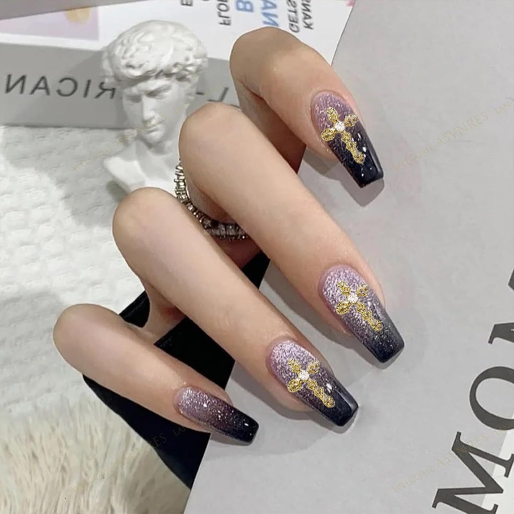 3D Cross Nail Charms, Gold and Silver, 30 Piece