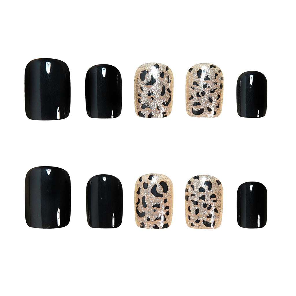 Black Glitter Leopard Press-On Nails