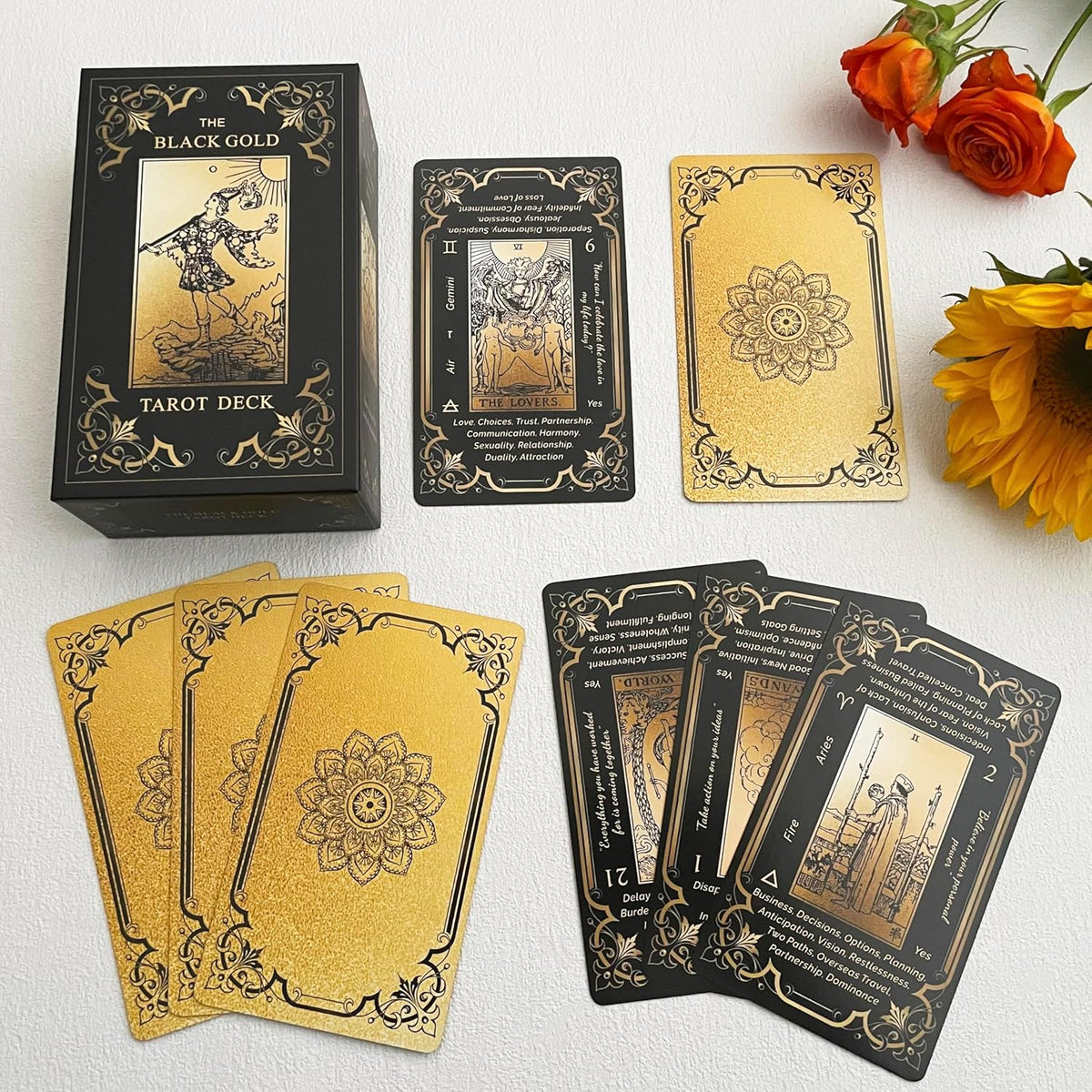 Black & Gold Tarot Deck - Gilded Edges, 78 Cards
