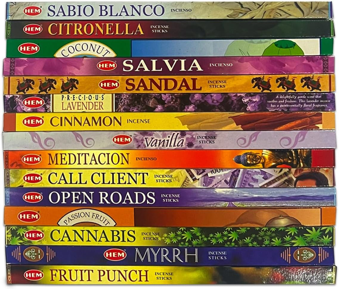 Incense Sticks Variety Set - 120 Sticks with Holder