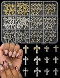 120 Piece 3D Metal Cross Nail Charms