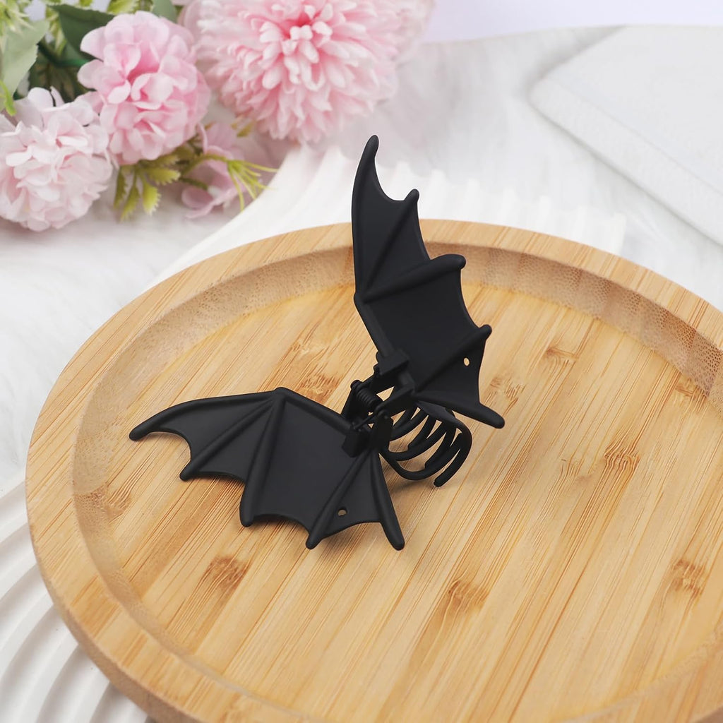 Matte Black Bat Hair Claw Clip