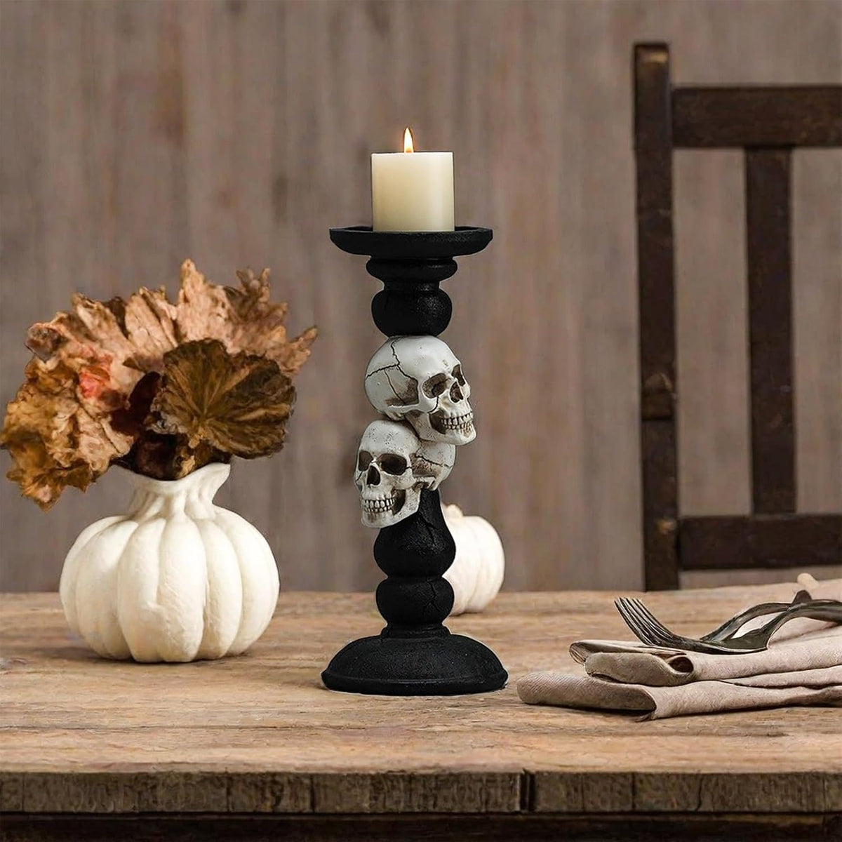 Skull Pillar Candle Holder