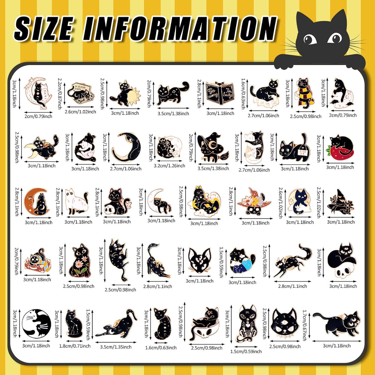 Black Cat Gothic Enamel Pin Set