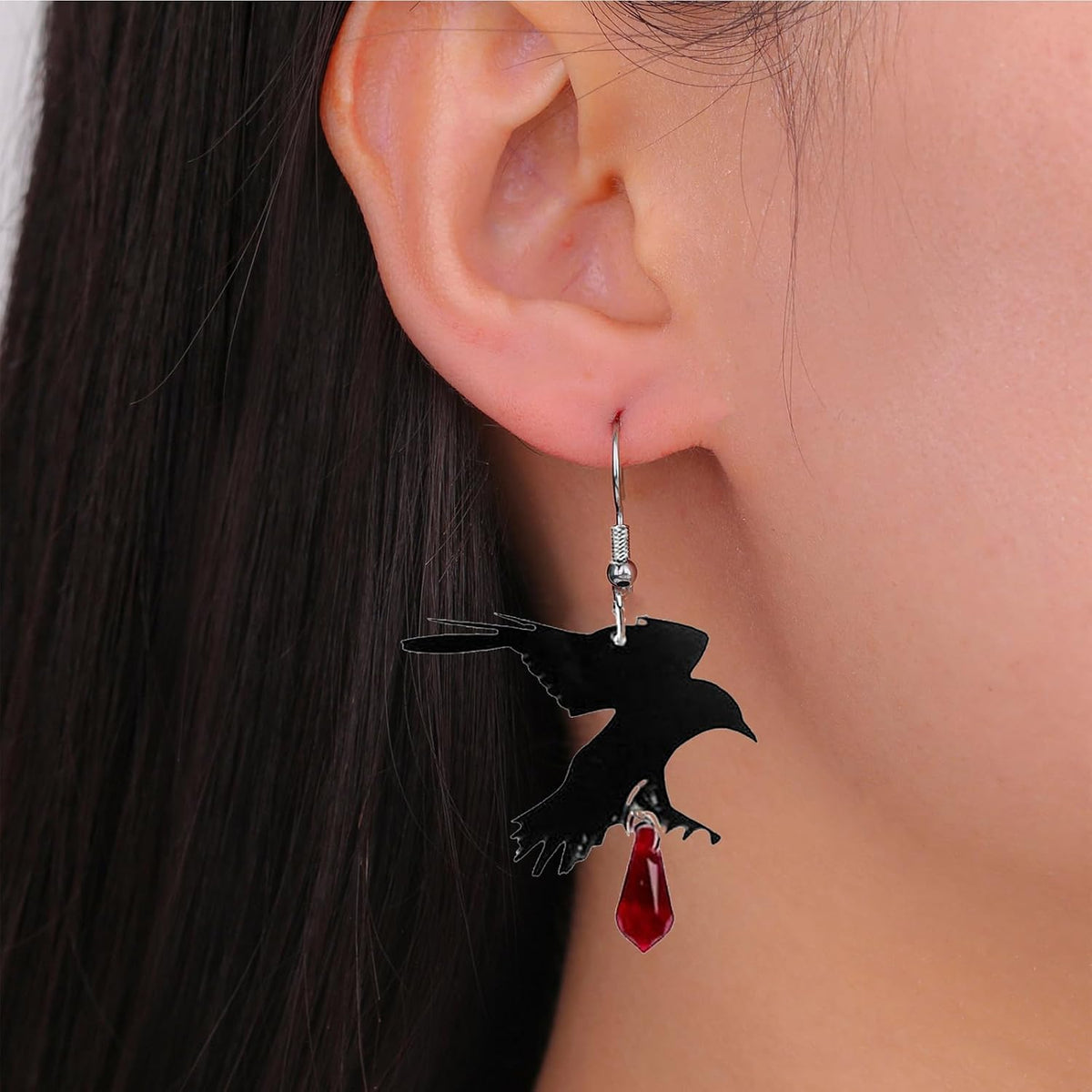 Gothic Raven Crystal Earrings