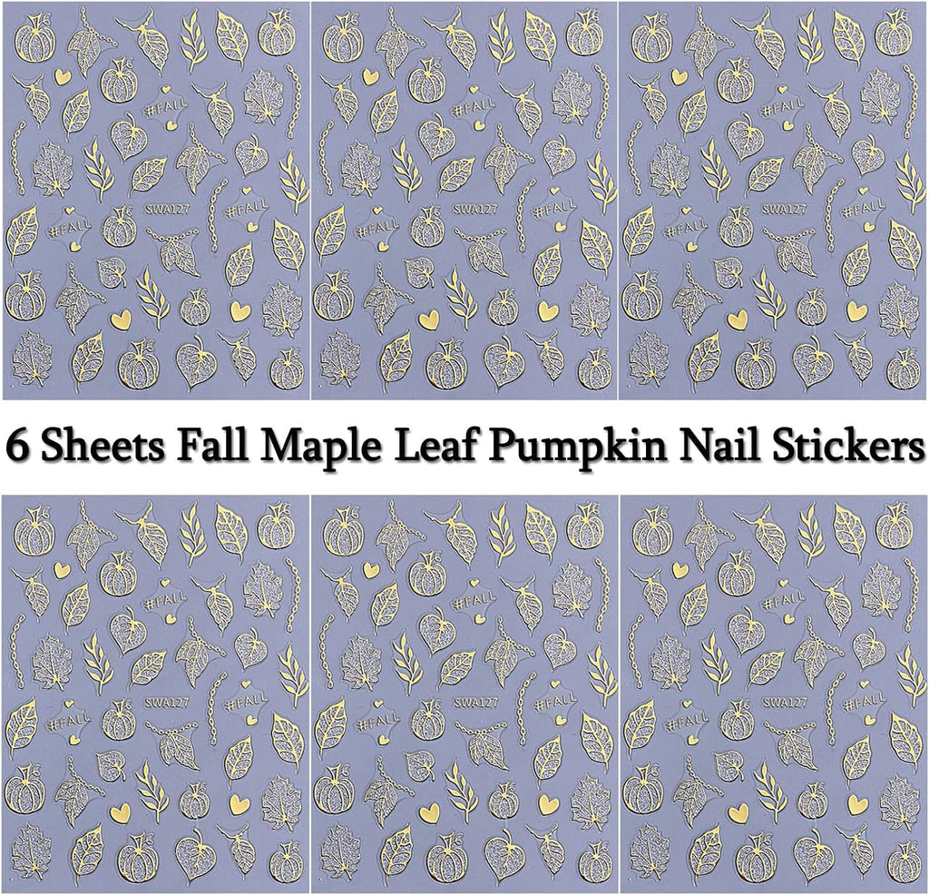 Skull and Spider Web 3D Nail Stickers, 6 Sheets