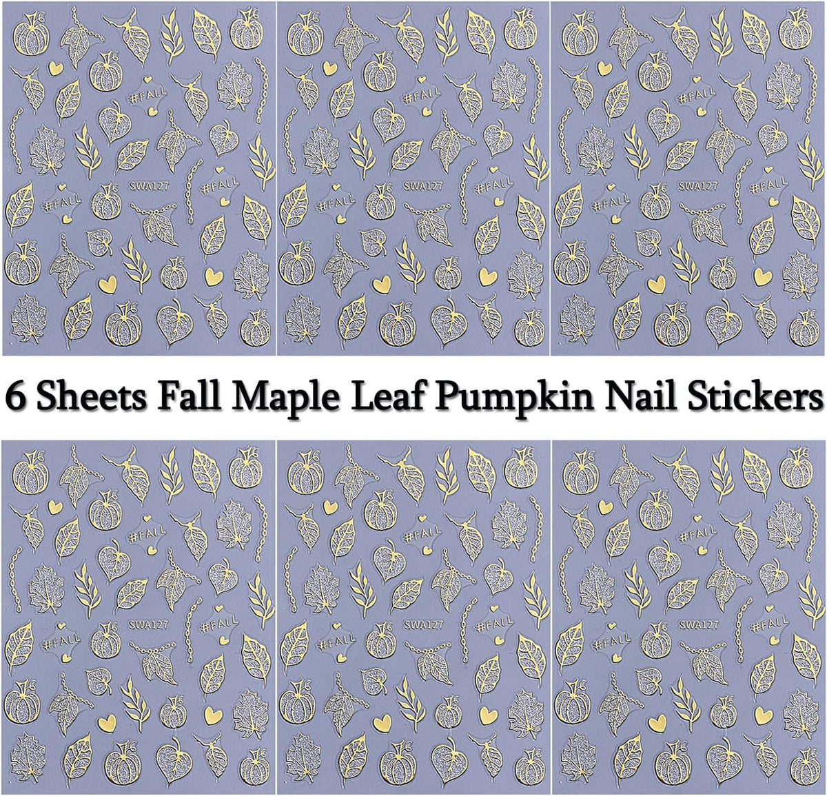 Skull and Spider Web 3D Nail Stickers, 6 Sheets