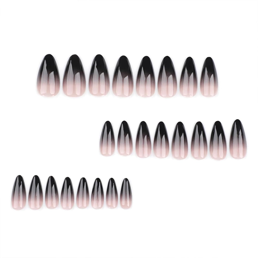 Black Ombre Almond Press-On Nails