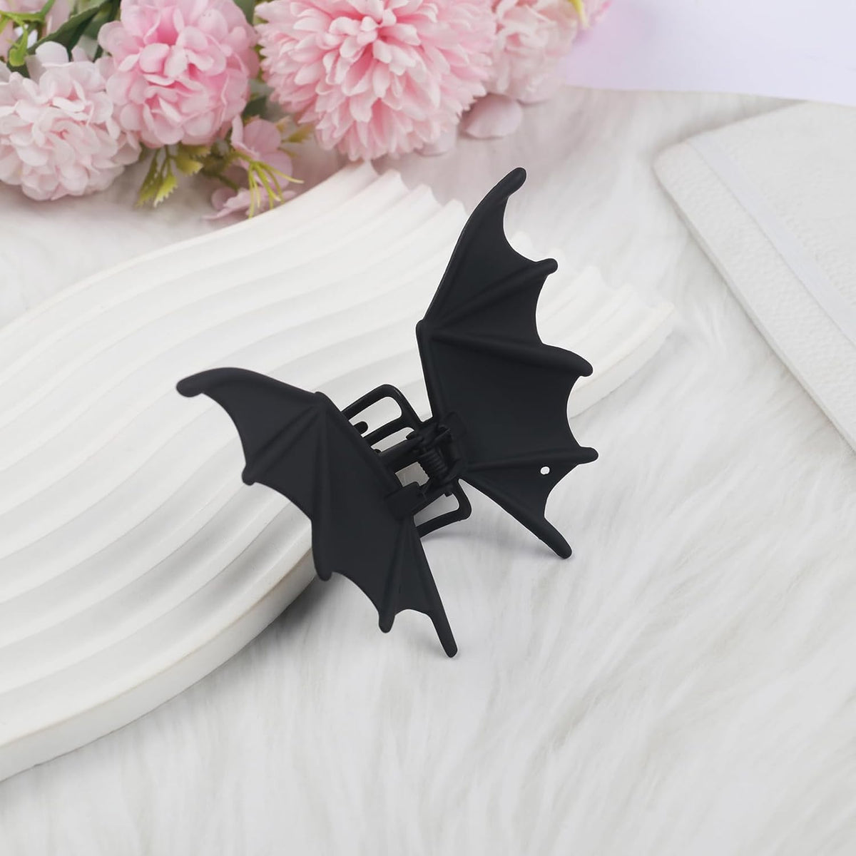 Matte Black Bat Hair Claw Clip