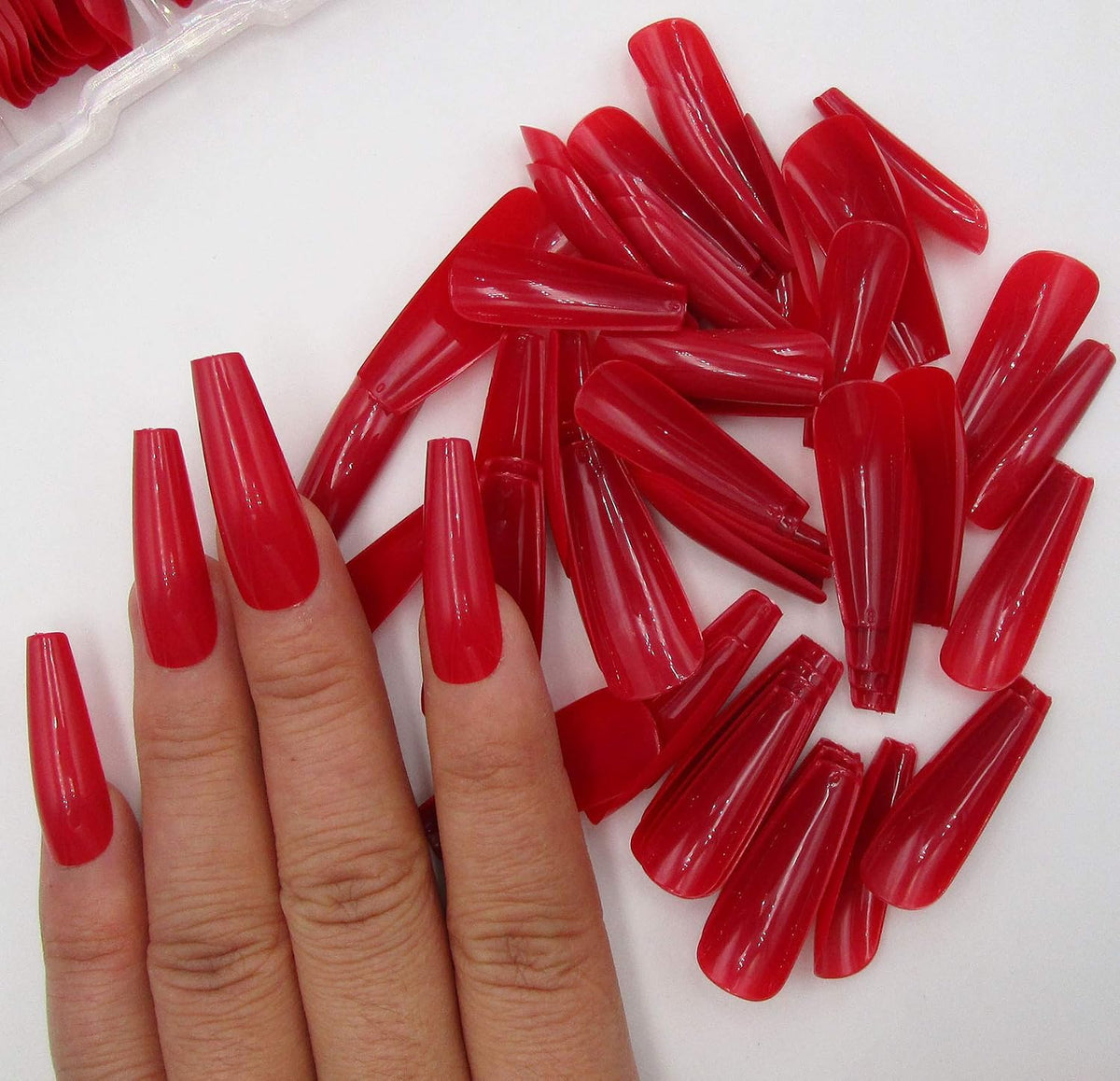 Red Coffin Press-On Nails, 100 Piece Set