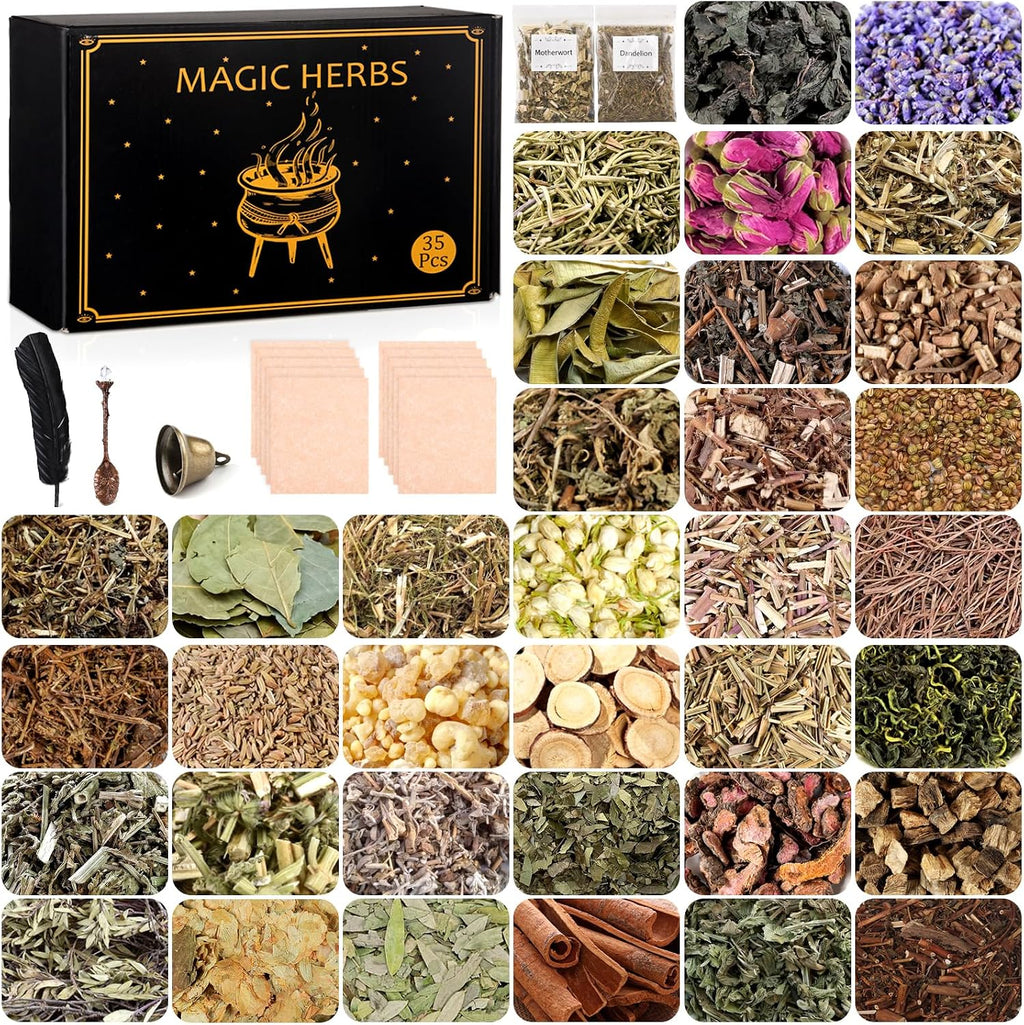 Dried Herbs for Witchcraft, 35 Pack