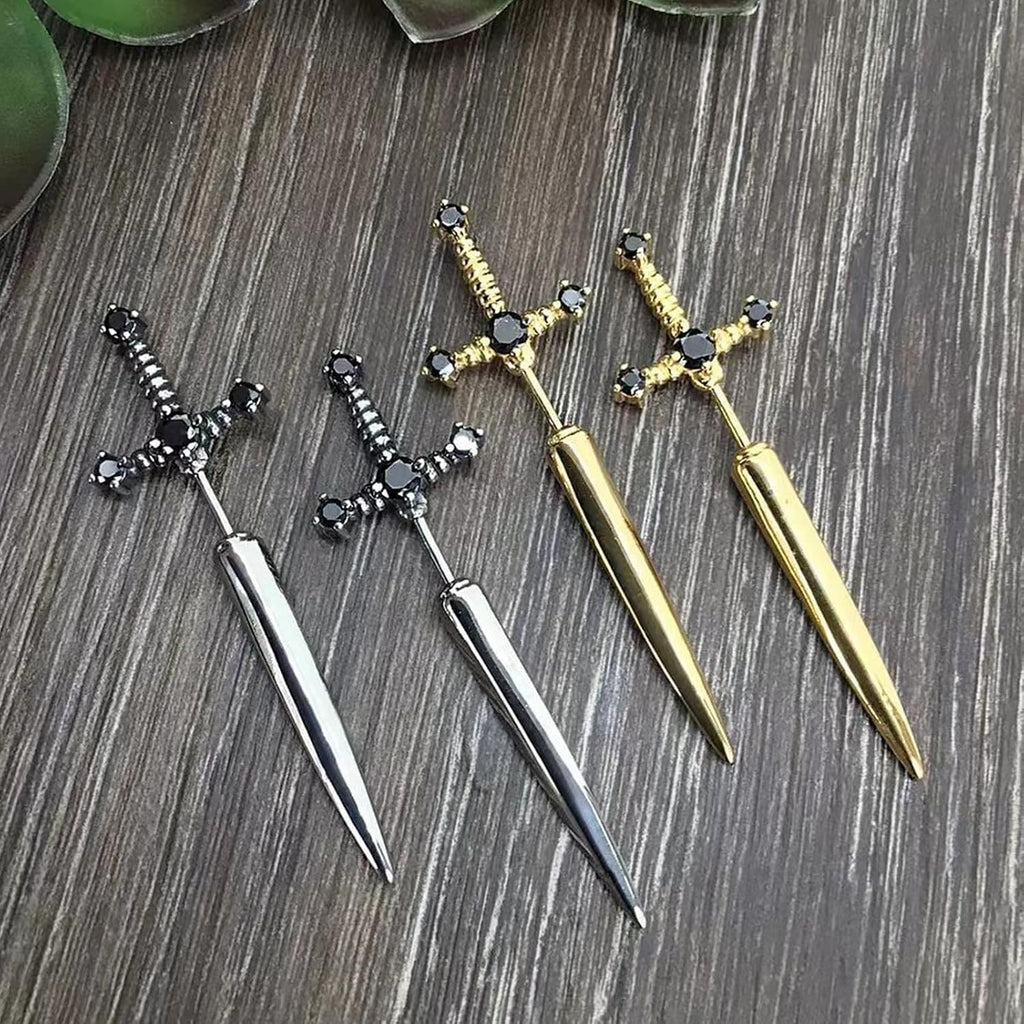 Gothic Sword Dangle Earrings