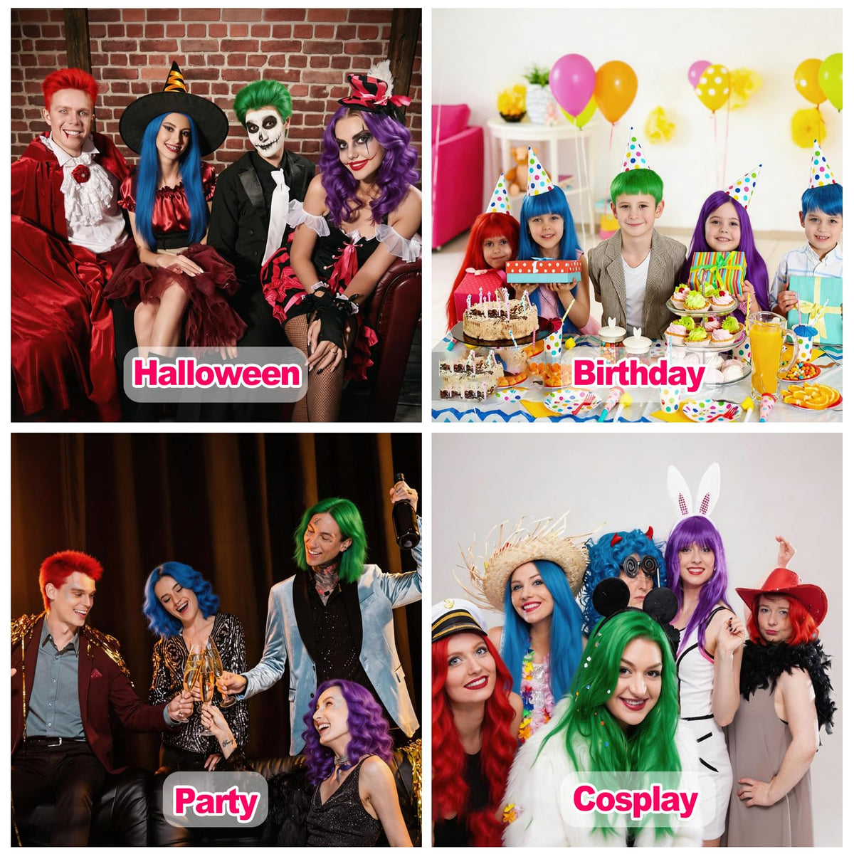 Temporary Hair Color Spray, 4 Colors: Red, Blue, Purple, Green