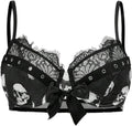 Women'S Goth Punk Skull Print Underwire Bras Lace Push up Bra