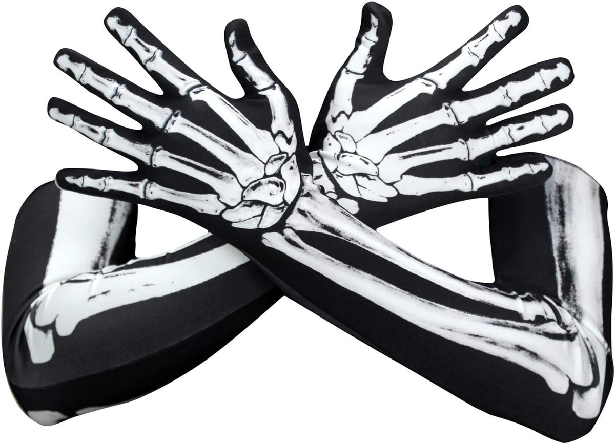Long Skeleton Bone Gloves, Full Finger
