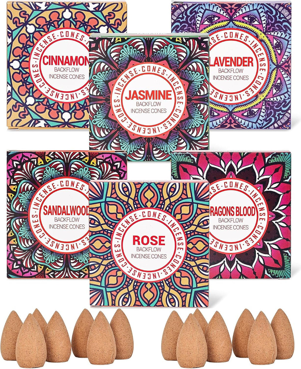 Backflow Incense Cones - 6 Scent Set