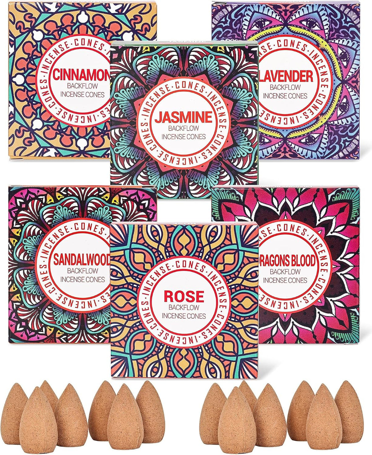 Backflow Incense Cones - 6 Scent Set