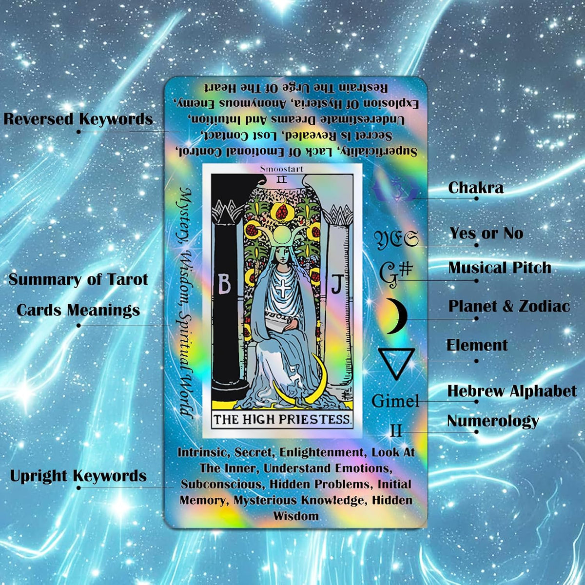Holographic Tarot Deck - 78 Cards with Guidebook