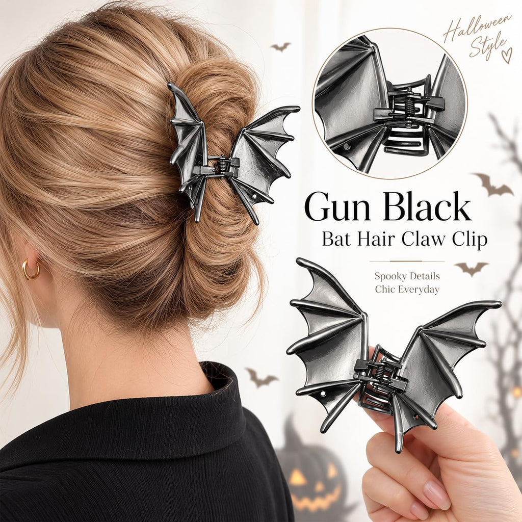 Gothic Metal Claw Clips - Bat, Spider & Skeleton Hand, 3 Pack