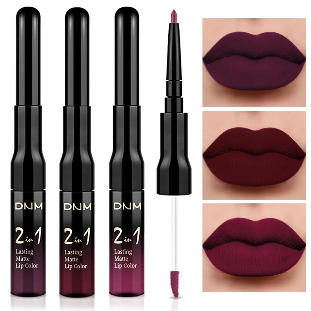 Dark Berry Liquid Lipstick & Liner - 3 Piece Set