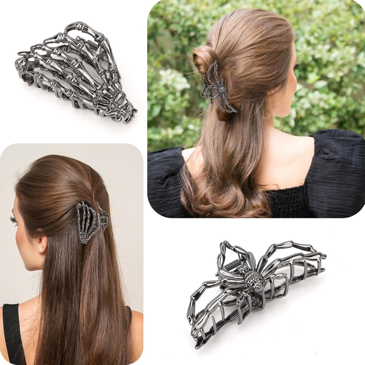 Large Spider Metal Hair Claw Clips, 4 Piece