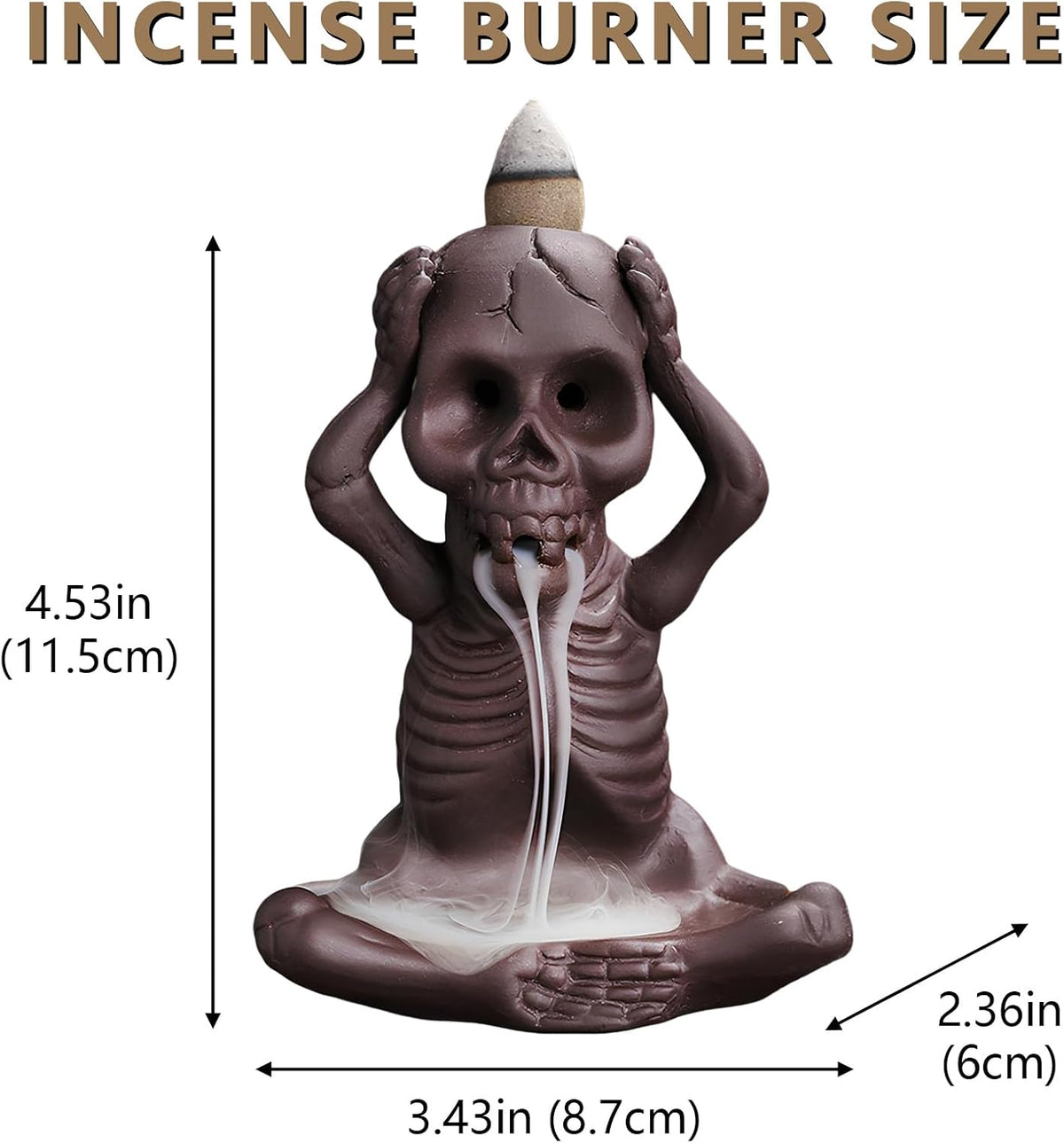 Skull Backflow Incense Burner - Ceramic