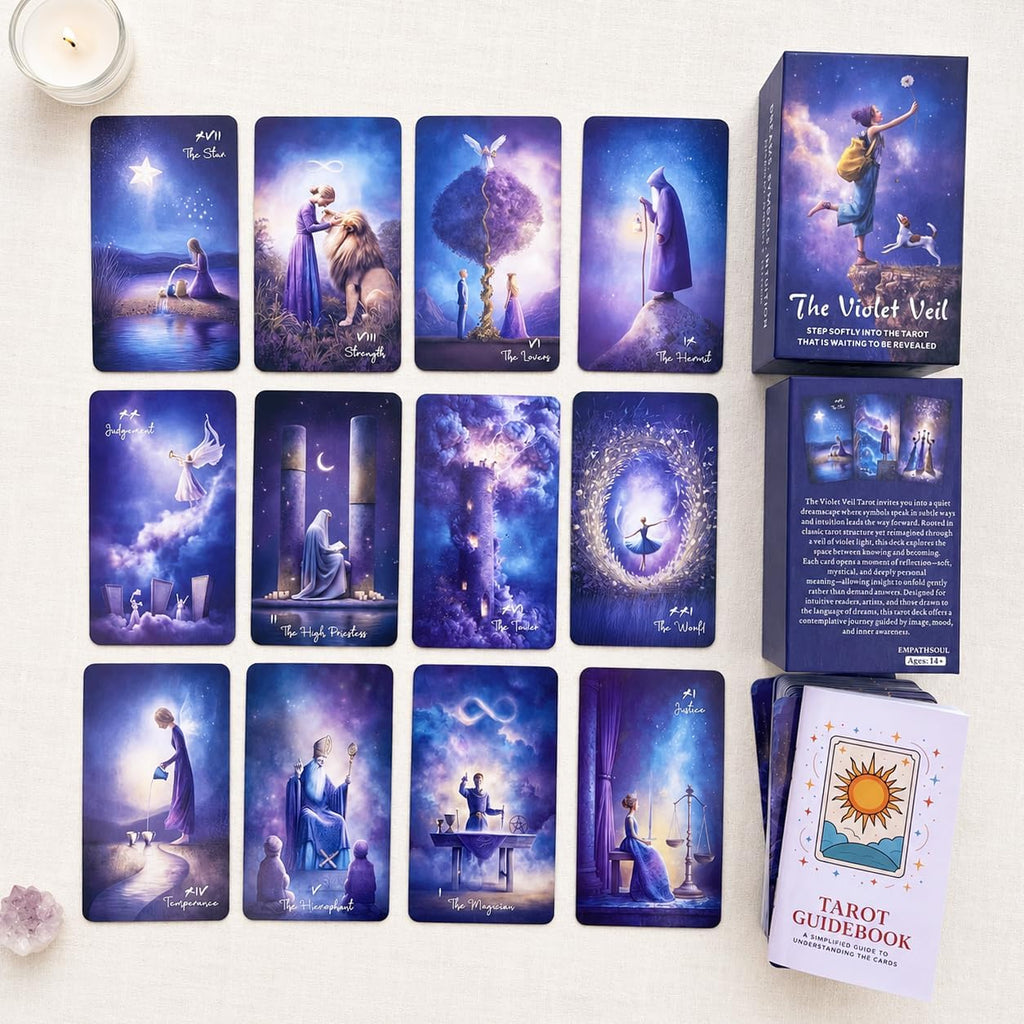 Violet Veil Tarot Deck - 78 Cards with Guidebook