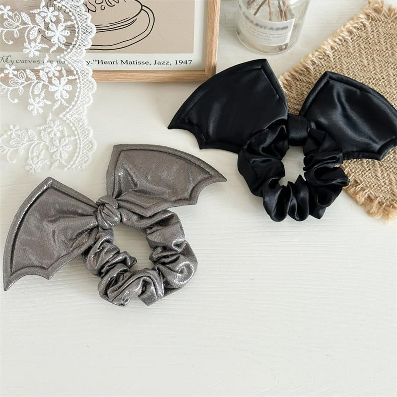 Black Bat Scrunchies, Gothic Hair Ties