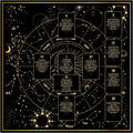Celestial Tarot Cloth - Black & Gold, Double-Sided