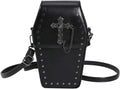 Coffin Crossbody Purse - Black, Cross Print