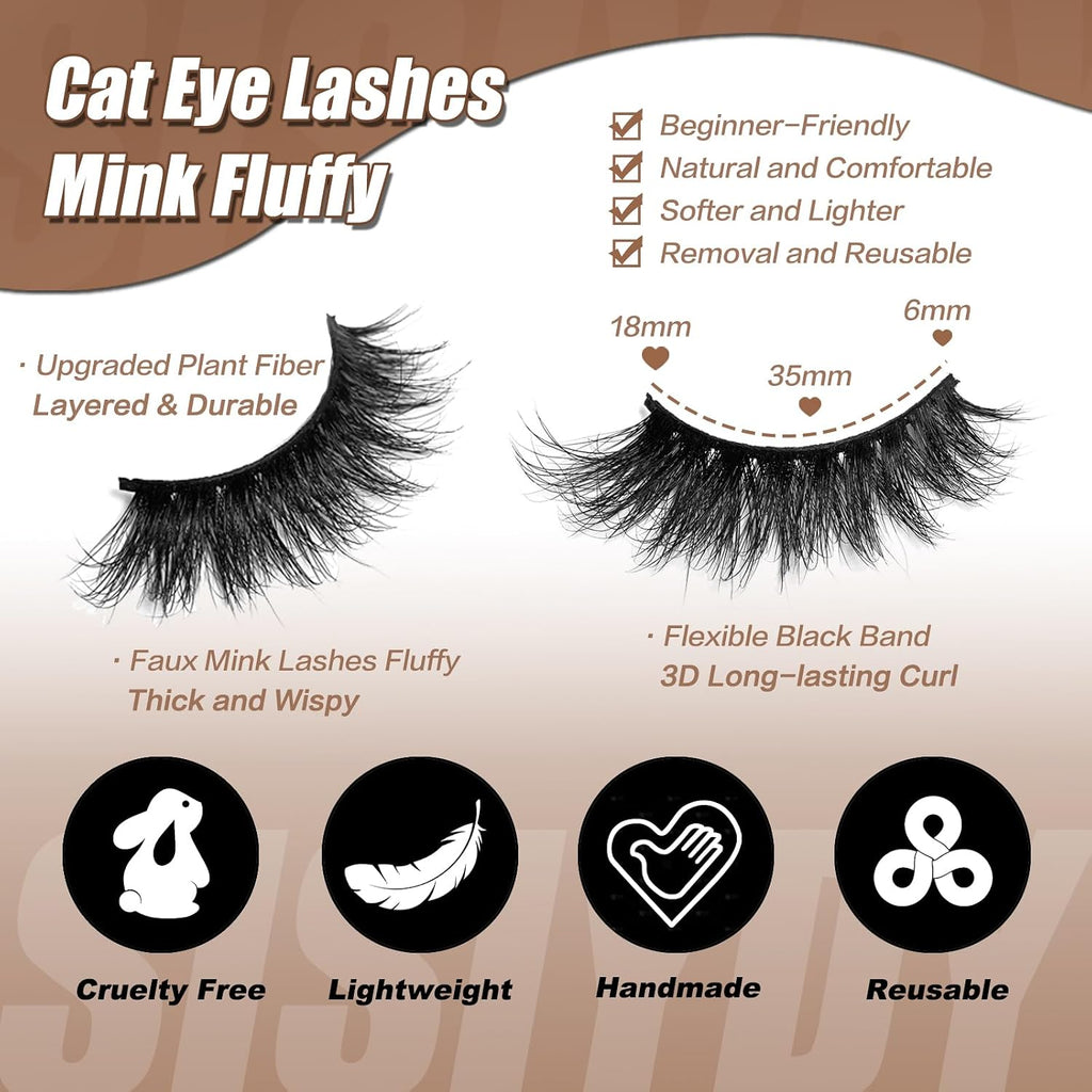 Wispy Cat-Eye Lashes - 10 Pairs