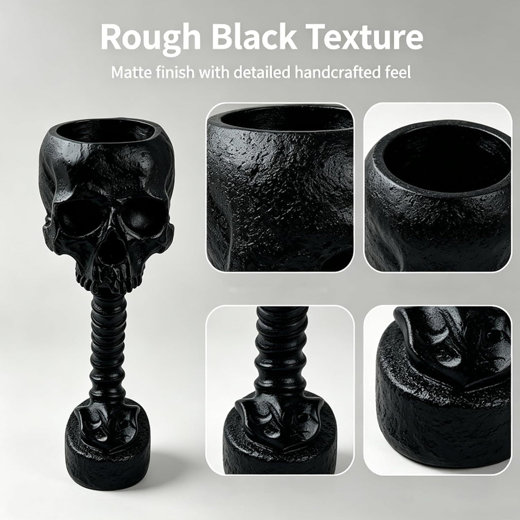 Gothic Skull Planter and Skeleton Vase