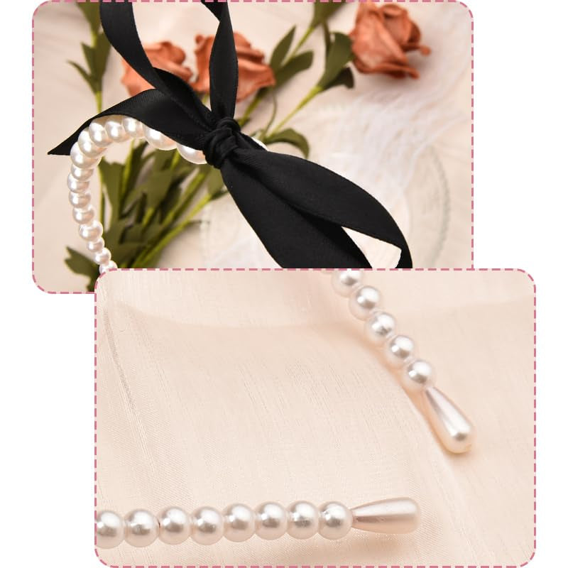 Black Pearl Bow Headband