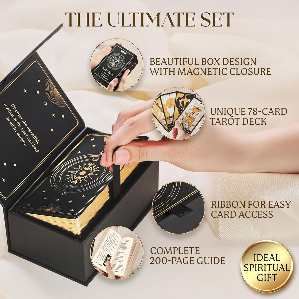 Gold Tarot Deck - Gilded Edges with 200-Page Guidebook