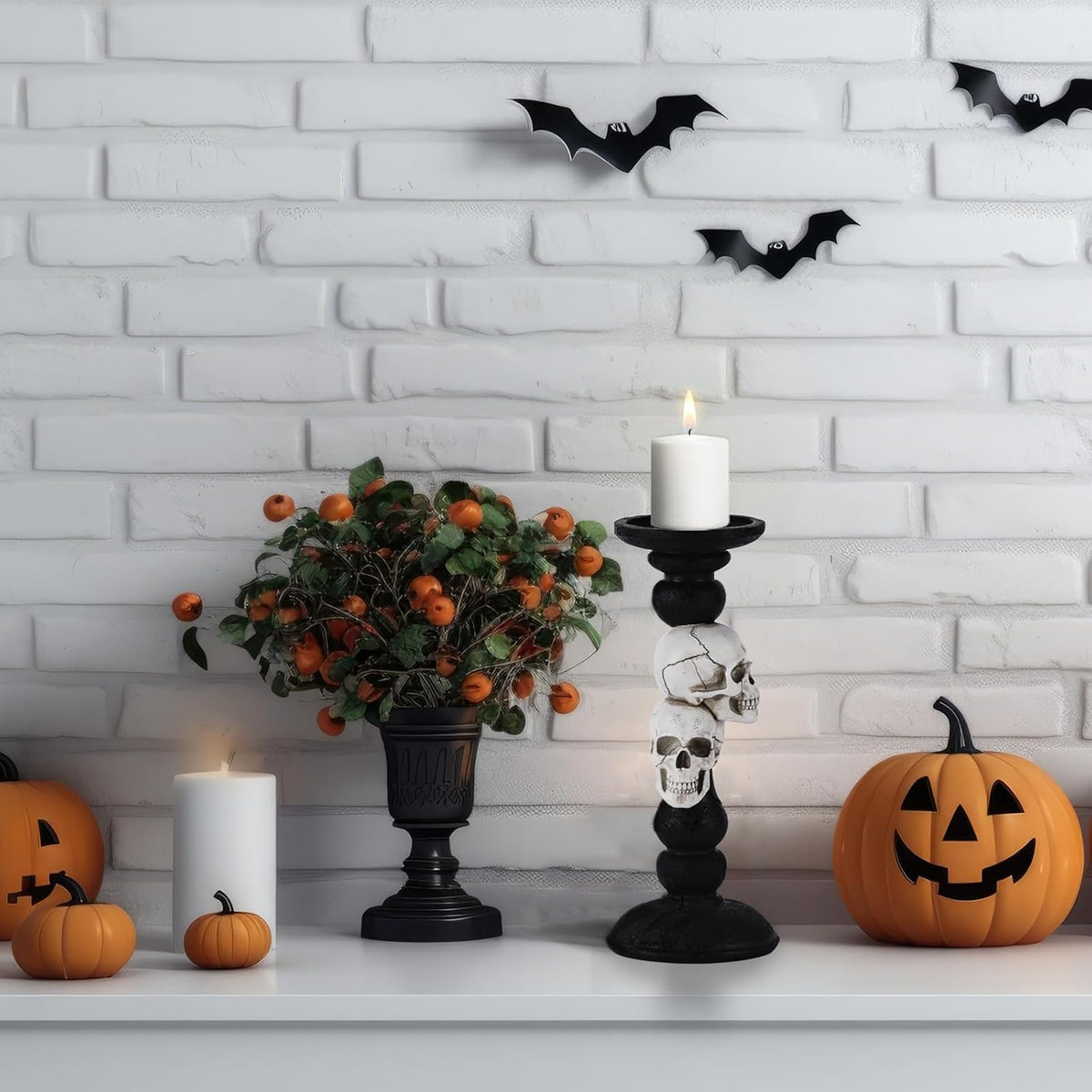 Skull Pillar Candle Holder