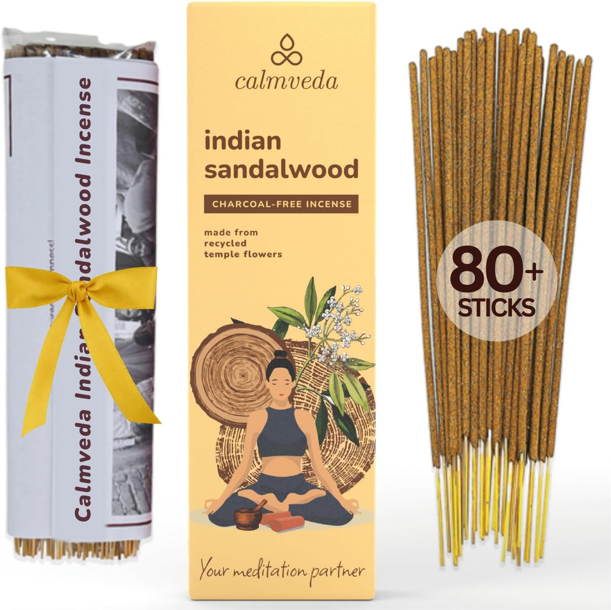 Indian Sandalwood Incense Sticks, 80 Pack