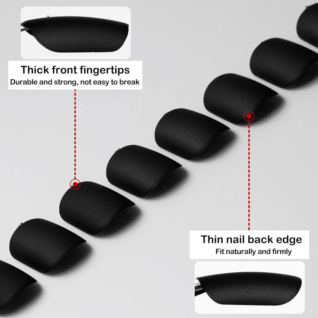 Matte Black Short Square Press-On Nails, 240 Piece Set