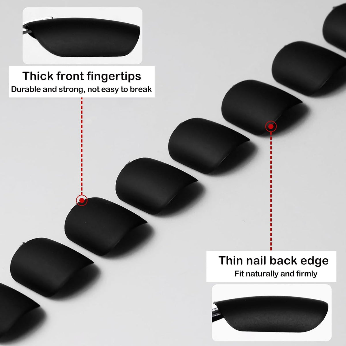 Matte Black Short Square Press-On Nails, 240 Piece Set