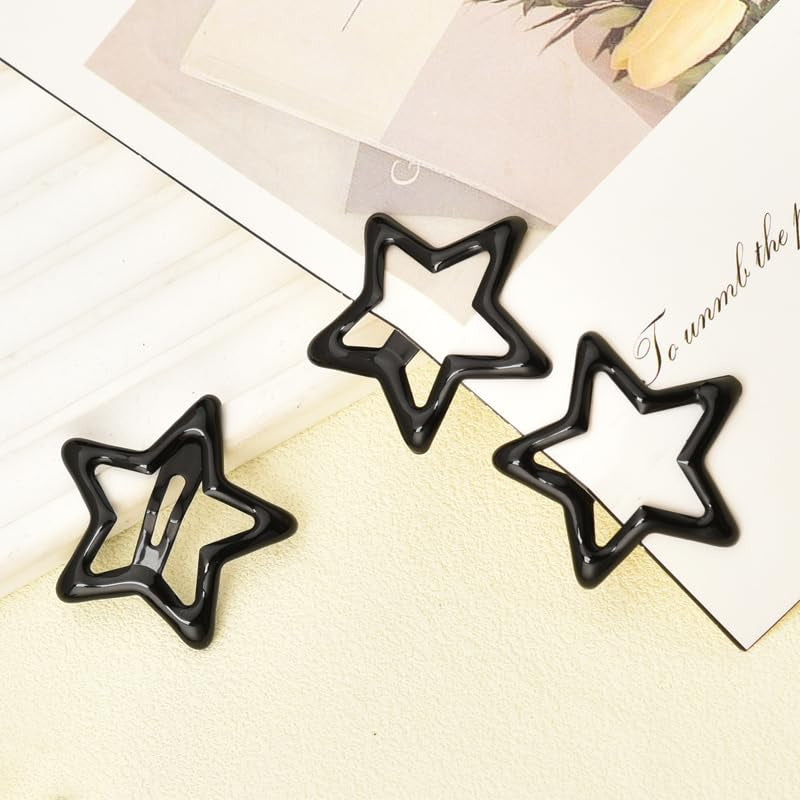 Black Metal Star Snap Hair Clips