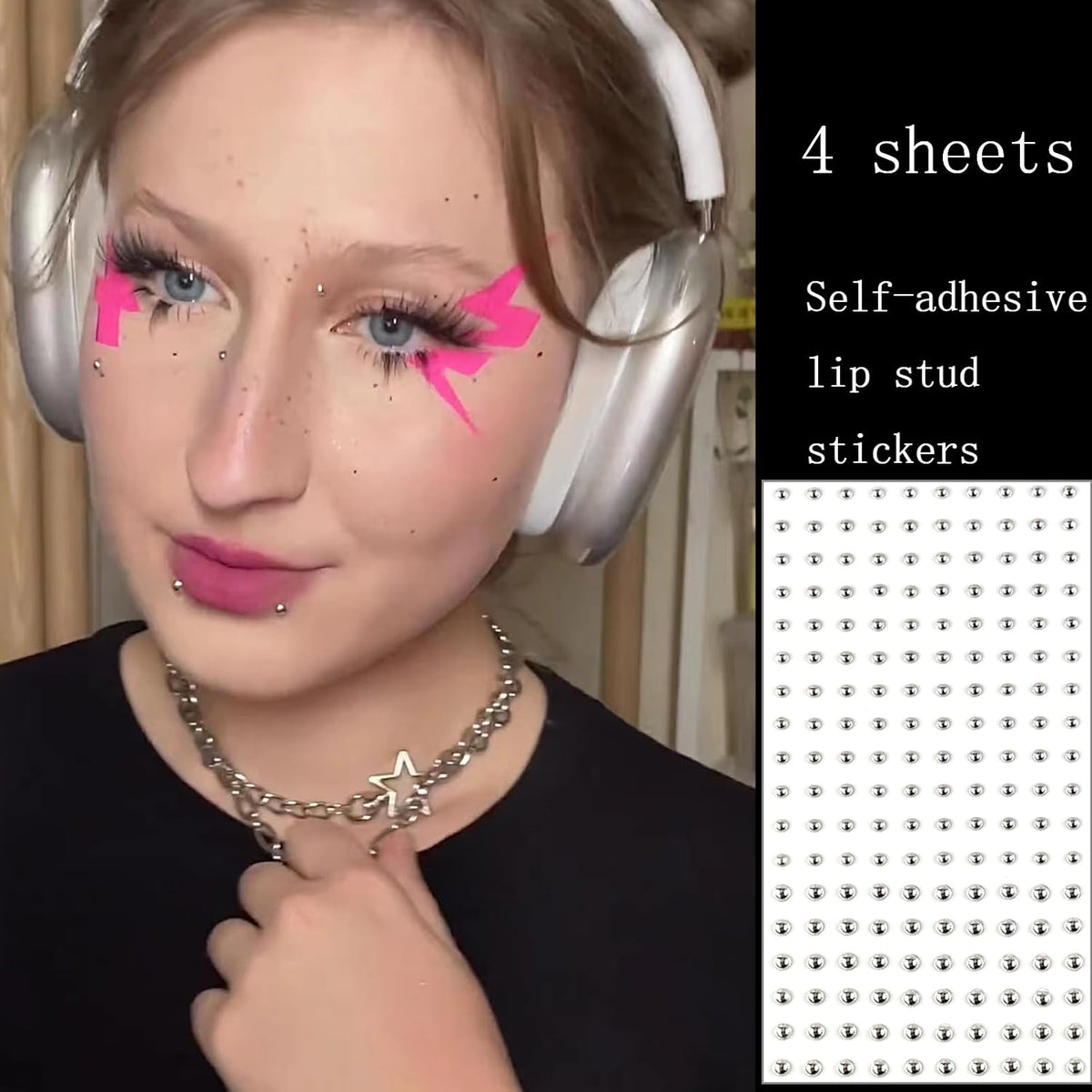 Stick-On Fake Piercing Set - Lip, Nose and Brow