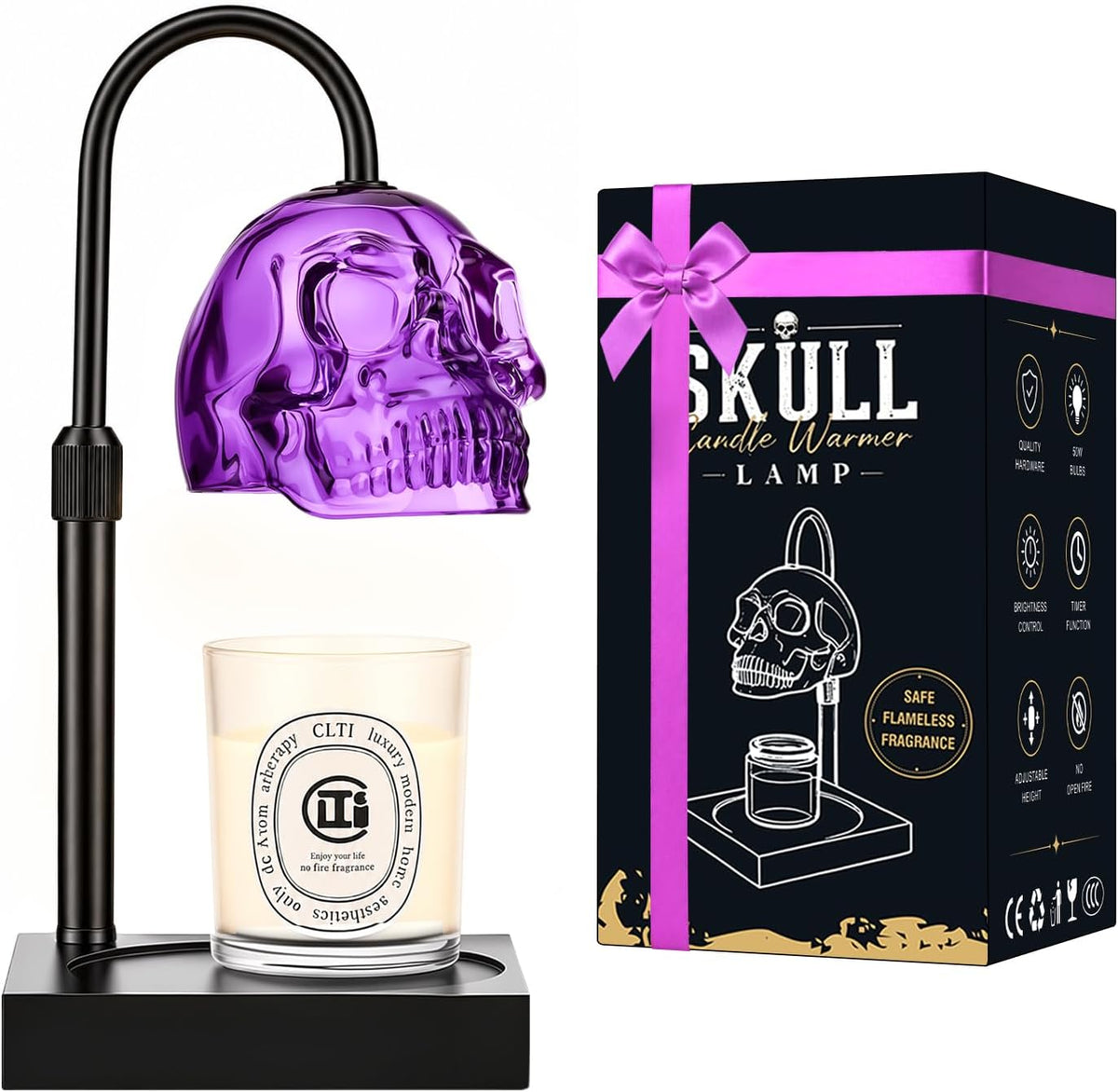 Gothic Skull Candle Warmer Lamp with Timer and Dimmer