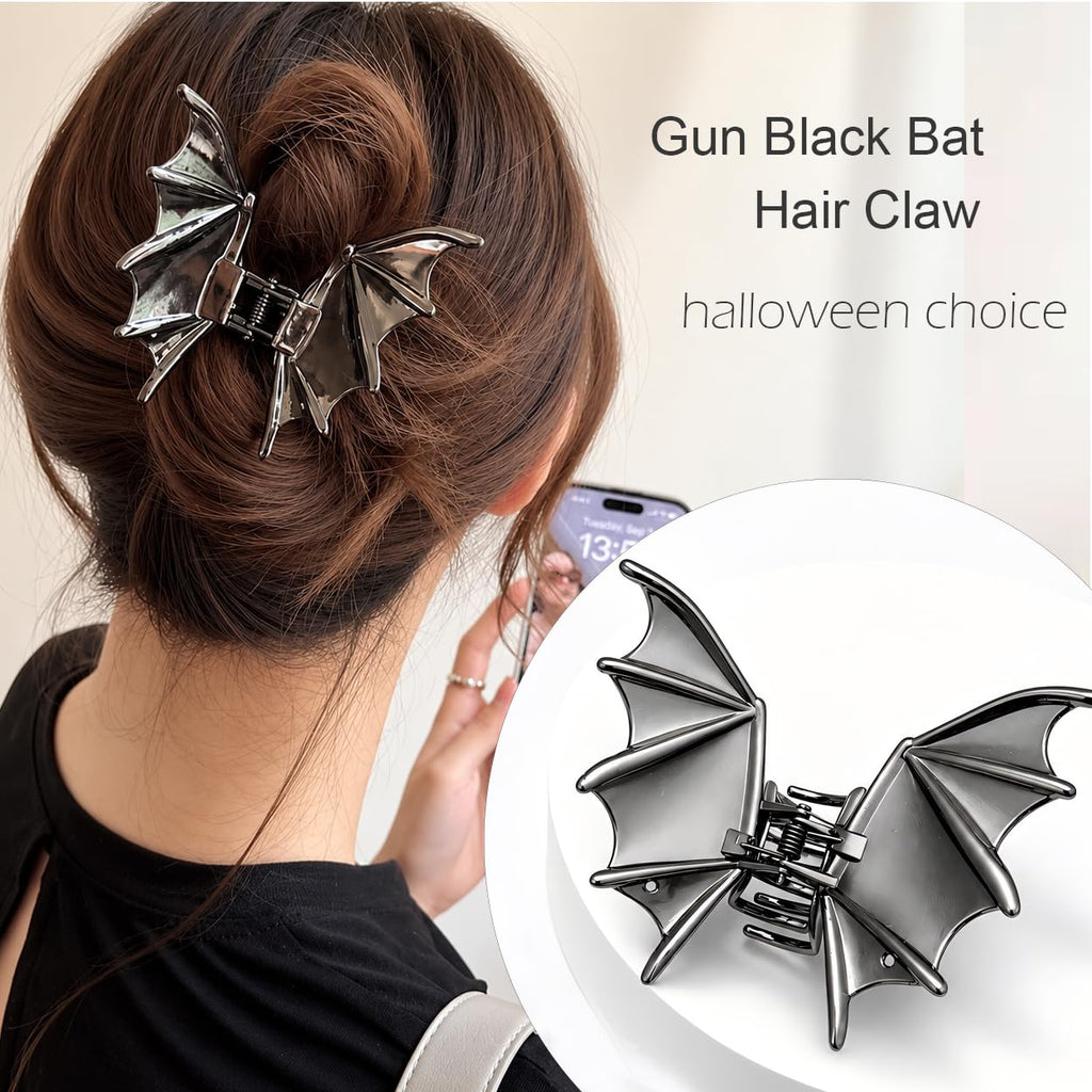 Gothic Metal Claw Clips - Bat, Spider & Skeleton Hand, 3 Pack