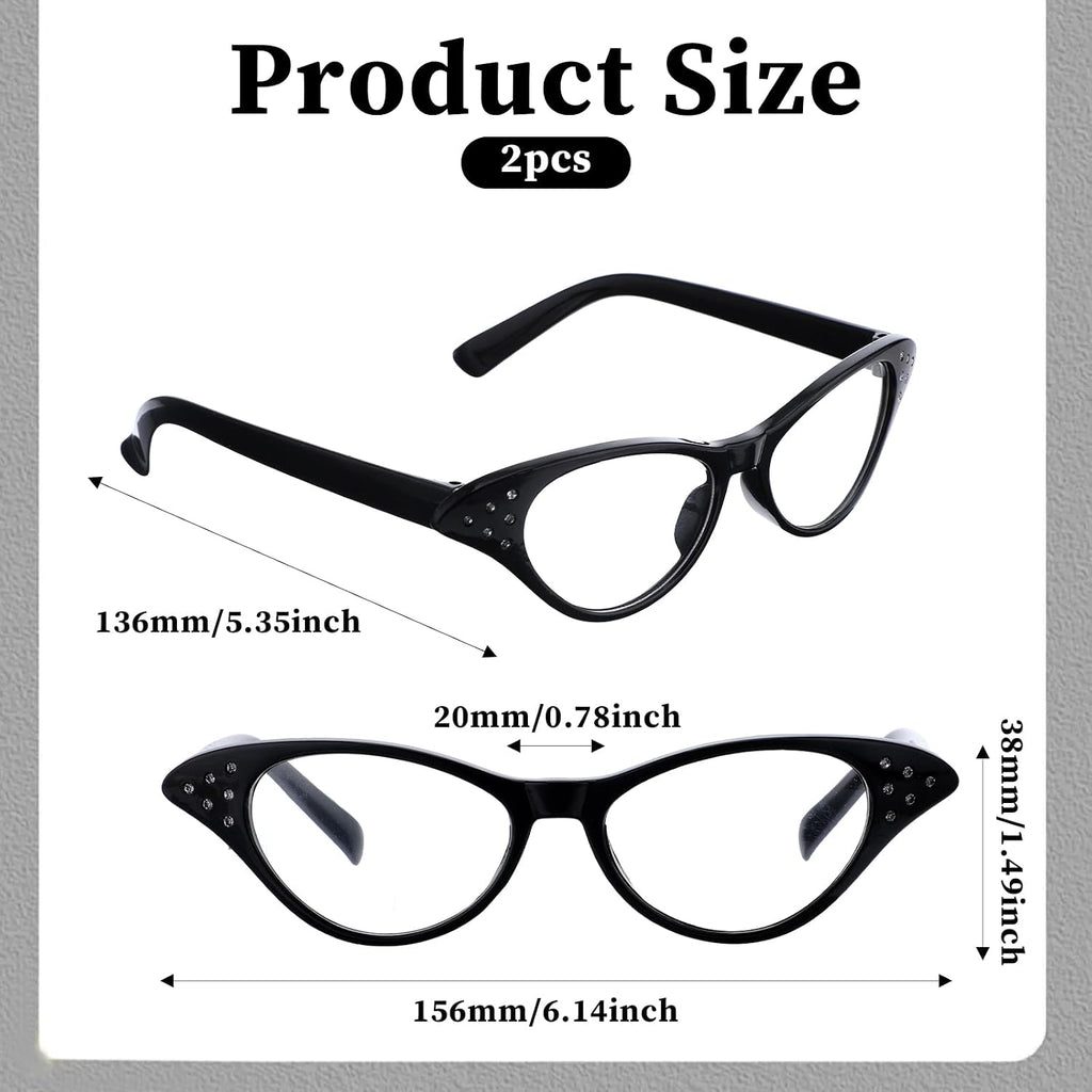 Rhinestone Cat Eye Glasses - 4 Pack