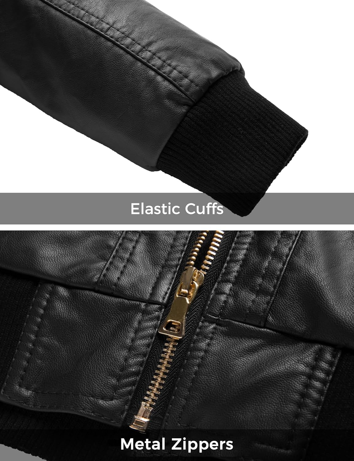Women'S Faux Leather Moto Jacket with Removable Hood