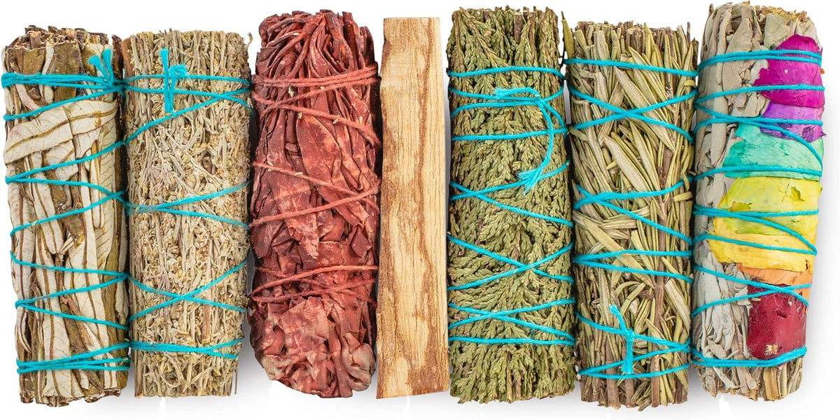 7 Sage Smudge Kit with Blue Sage, Cedar, Dragon'S Blood and Palo Santo
