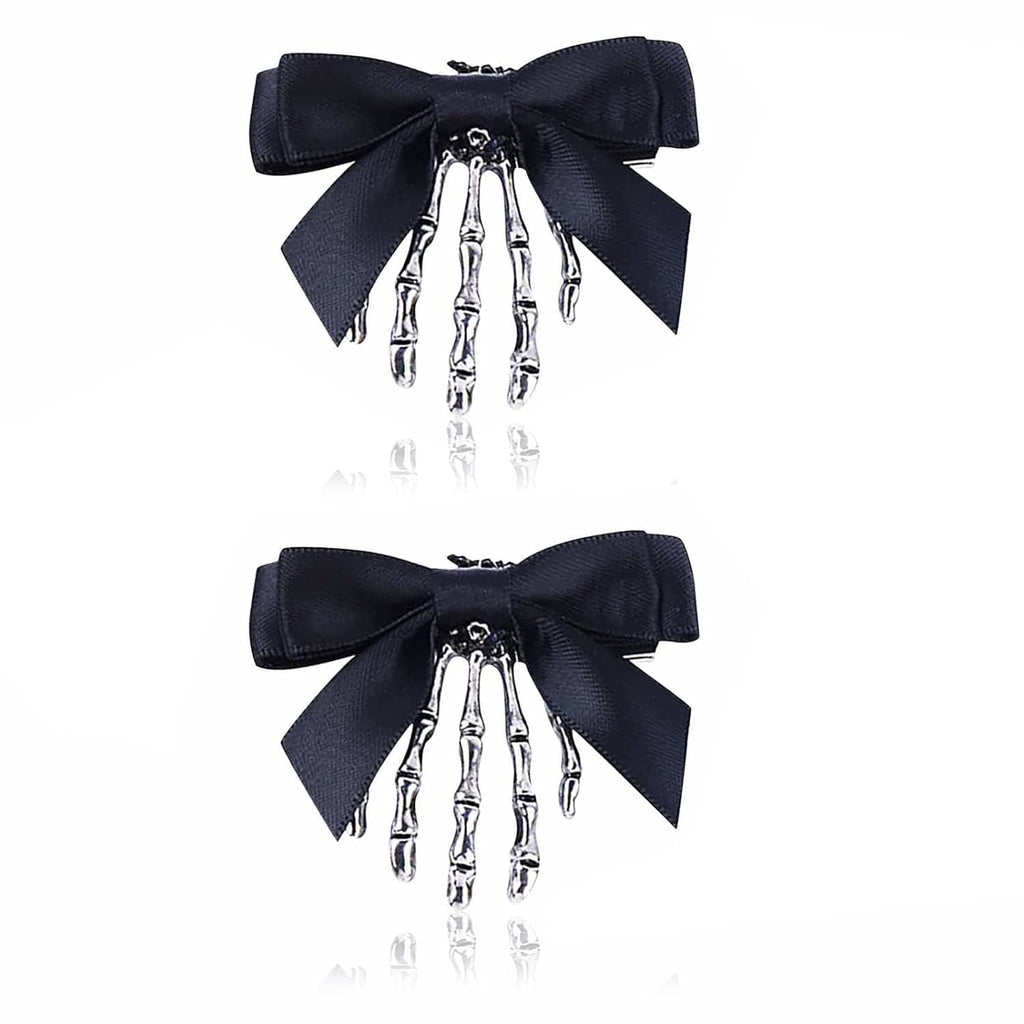 Skeleton Hand Hair Clips with Bowknot, 2 Piece