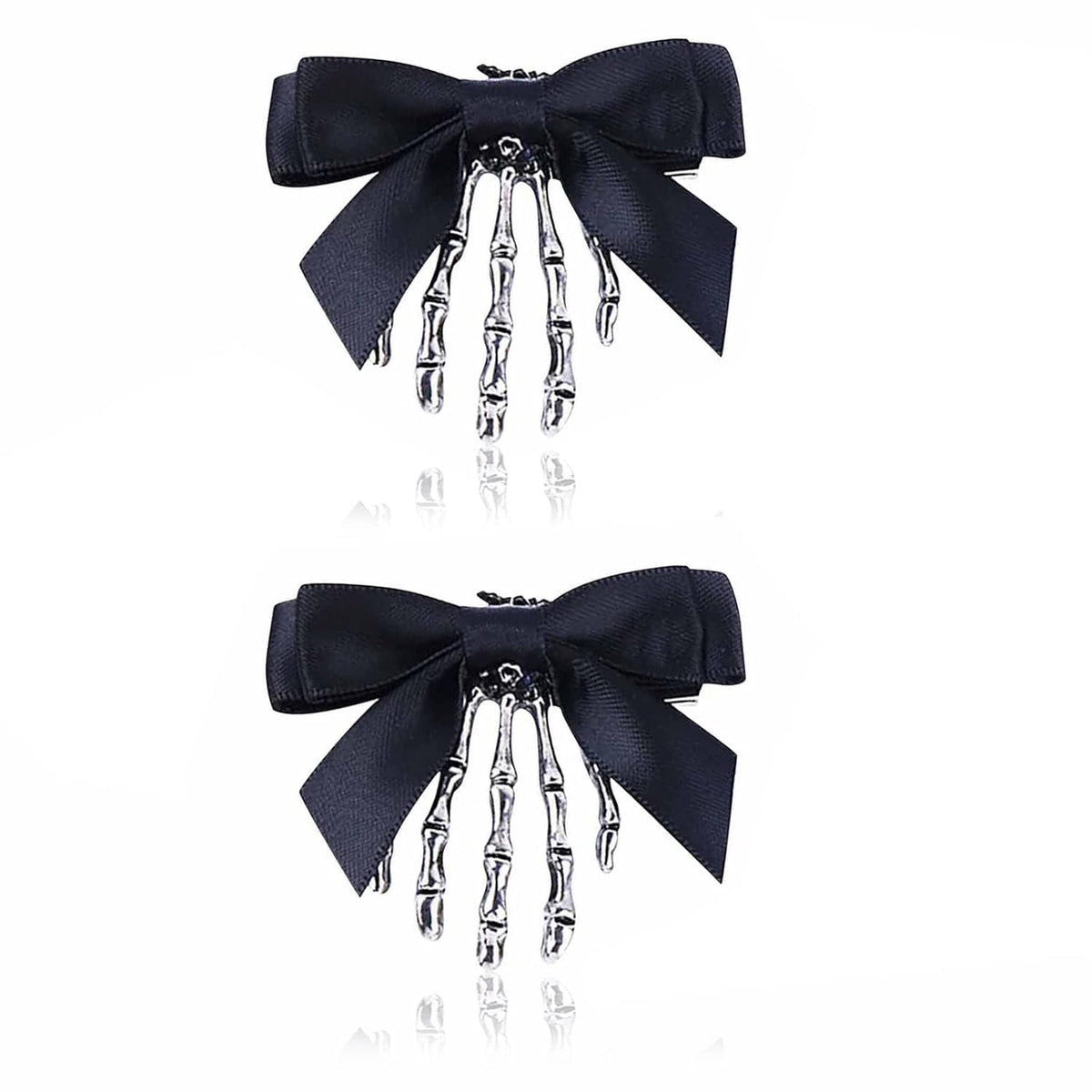 Skeleton Hand Hair Clips with Bowknot, 2 Piece